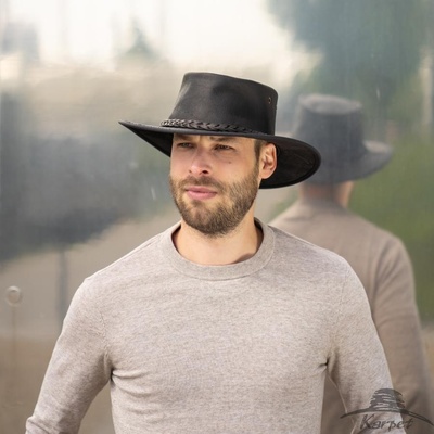 Pánský hladký kožený stetson Barmah hats z klokaní kůže tmavě hnědá