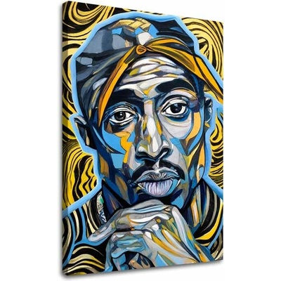 Obraz Tupac Shakur - Zlaté tóny rapu | dokončené rukou umelca - 100x150 cm