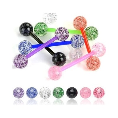 Šperky eshop piercing do jazyka kulička flitry W45.22 Červená