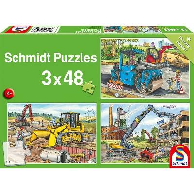 Schmidt 3 x 48 dílů Stavební vozidla 144 dílků
