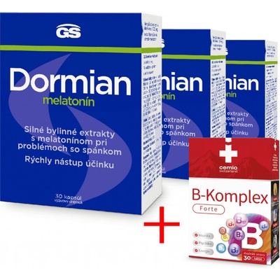 GS Dormian melatonín 3 × 30 kapsúl