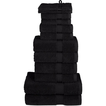 vidaXL Премиум комплект хавлии от 12 части SOLUND черен 600 gsm (137582)