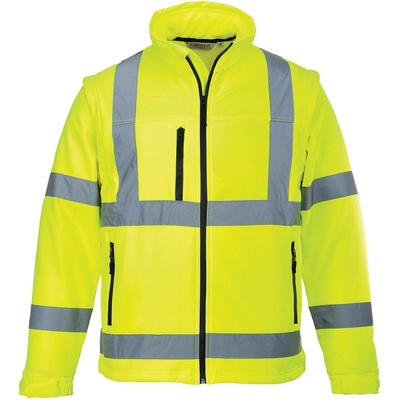 PortWest bunda S428 Hi-Vis softshellová odepínací rukávy zateplená reflexní Žlutá