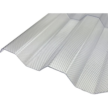 PolyPiù Trapézová polykarbonátová doska 76/18 štruktúra mikroprizma Più 0,9 mm 1040 x 7000 mm číre 1 ks