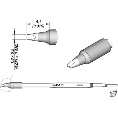 JBC C245171 – pájecí hrot, dláto 1,8 × 0,5 mm
