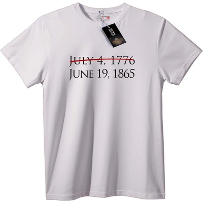 NOONEBRAND Тениска 4 юли 1776 и 19 юни 1865 - 2XL, White