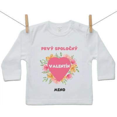 Boodyy tričko s dlhým rukávom Prvý spoločný Valentín s kvietkami
