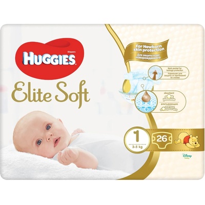 Huggies Бебешки пелени Huggies Extra Care - Размер 1, 2-5 kg, 26 броя (5029053564876)