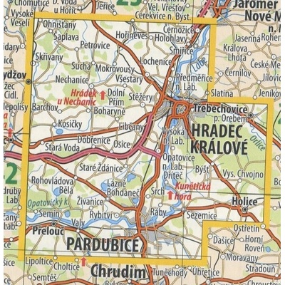 KČT 24 Hradecko a Pardubicko - nástěnná turistická mapa 60 x 90 cm Varianta: mapa v dřevěném rámu, Provedení: Ticiago černý