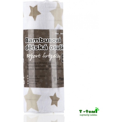T-TOMI BIO Bambusová osuška beige stars / béžové hvězdičky – Zboží Dáma