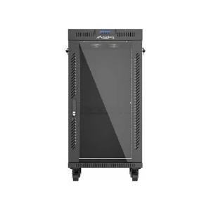 Lanberg Rack Cabinet 19 Free-Standing 22U/600X600 (FlAT Pack) With Glass Door (FF01-6622-12BL)
