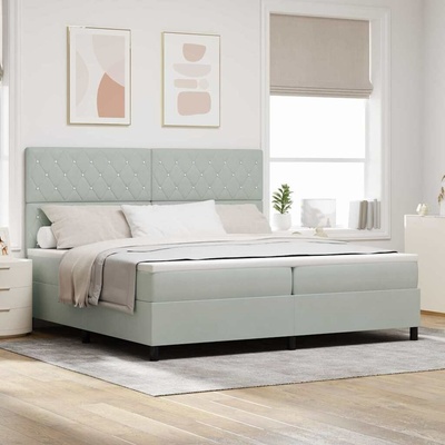 zahrada-XL 3339788 Postel s boxspringem s matrací Světle šedá samet
