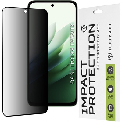 Techsuit Протектор за дисплей - Techsuit 111D Privacy Full Glue - Xiaomi Redmi 15 4G / Redmi 15 5G - Черен
