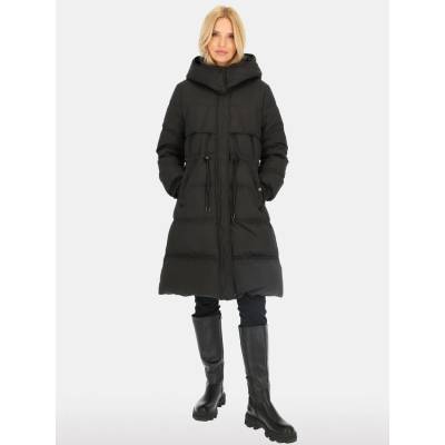 Perso Woman's Women's long real down jacket decorated with strings black color čierna