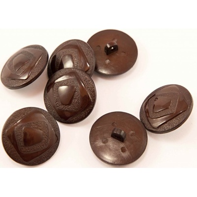 Gombík so spodným prišitím s ornamentom - hnedá - priemer 2,2 cm