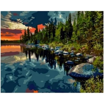 Norimpex - Puzzle Diamant painting: Forest by the lake 30x40cm - 1 - 39 piese