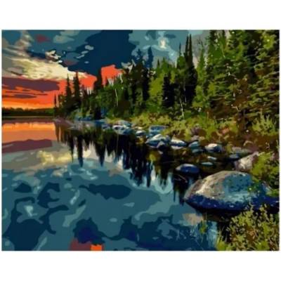 Norimpex - Puzzle Diamant painting: Forest by the lake 30x40cm - 1 - 39 piese