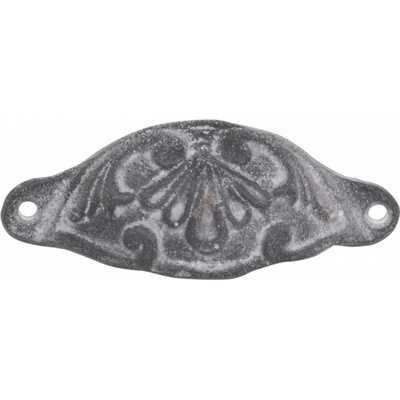 Šedá litinová úchytka s ornamentovým zdobením - 11*3*4 cm - Chic Antique