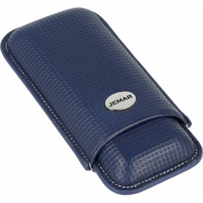 Jemar pouzdro na 2 doutníky kůže blue