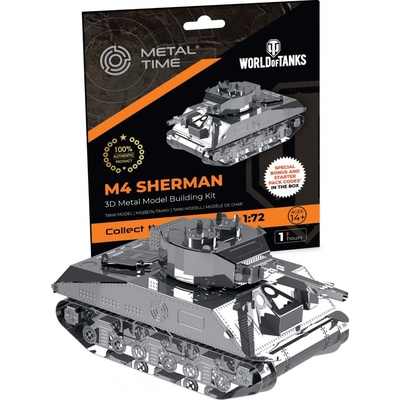Metal Time Luxusná oceľová stavebnica tank M4 Sherman World of Tanks