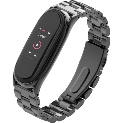 Xiaomi Mi Band 3/4/5/6 náhradní náramek/řemínek - BO chirurgická ocel Černá MBSCZ-5BOCHCE