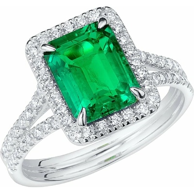 Eppi Zlatý halo prsteň s emerald lab grown smaragdom a diamantmi Billy R47168