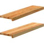 vidaXL Прозоречни первази, 2 бр, светлокафяви, 80x20x2 см, дъб масив (4009134)