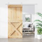 vidaXL Преплъзваща се врата Естествено и бяло 90 x 210 cm (3445191)
