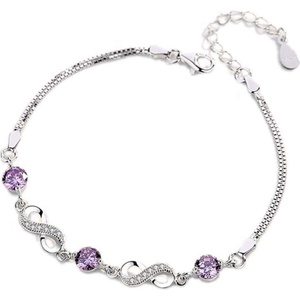 Silenti Jewelry Сребърна гривна "Вечност" - Лилав