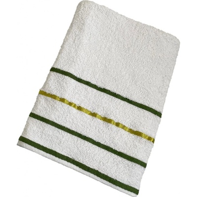 Top textil Osuška Pruhy tmavě zelené zlatý 75x140 cm bílá