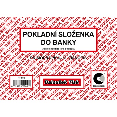 Baloušek Tisk PT080 Pokladní složenka do banky, A6, samopropisovací
