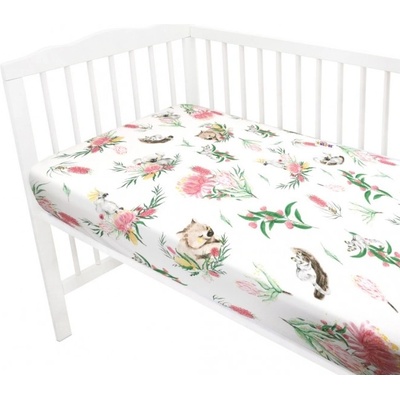 Baby Nellys bavlna prostěradlo Exotika bílé 70x140
