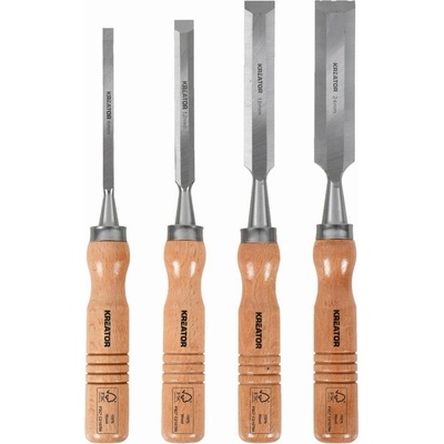 Kreator KRTH23603 - Sada dlát na drevo 6, 12, 18, 24mm 4ks drevená rukoväť