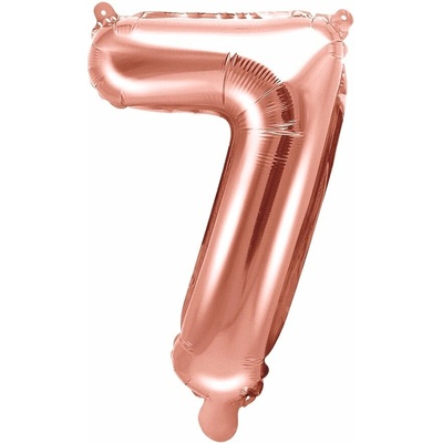 PartyDeco Fóliový balón číslo 7, 35cm rose zlatý