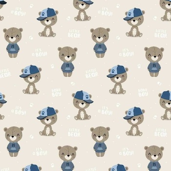 Bavlnená látka, vzor zvieratká na béžovom podklade, metráž 160 cm