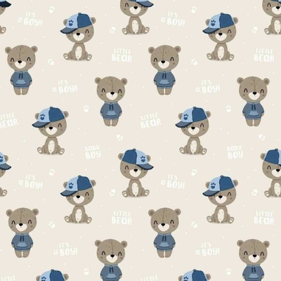 Bavlnená látka, vzor zvieratká na béžovom podklade, metráž 160 cm