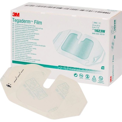 3M Tegaderm™ Transparentní filmové krytí s rámečkem s I.V. výřezem 6 x 7 cm 100 ks