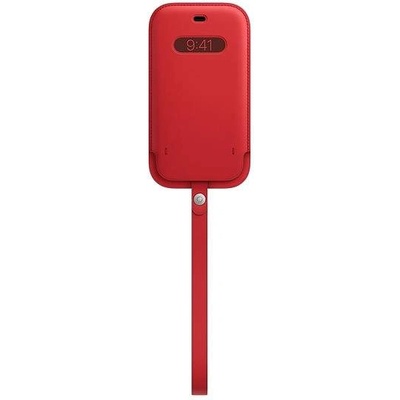 Apple iPhone Leather Sleeve with MagSafe - оригинален кожен калъф, тип джоб за iPhone 12, iPhone 12 Pro (червен)