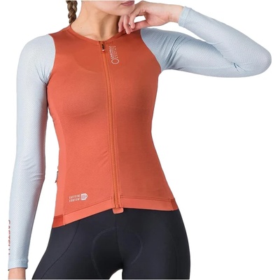 Castelli Дамска фланелка с дълъг ръкав за колоездене Castelli Women's Corretto Long Sleeve Jersey Cycling jersey - Paprika / Winter Sky (156-2745-0114)
