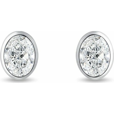 KLENOTA Náušnice s oválnými lab grown diamanty v bílém zlatě E1075752