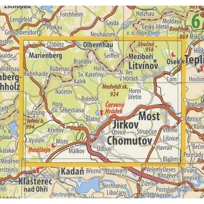 KČT 05 Krušné hory, Chomutovsko a Mostecko - nástěnná turistická mapa 60 x 90 cm Varianta: mapa v dřevěném rámu, Provedení: Ticiago černý