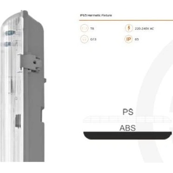 Линейно Тяло ip65 за 2 led Пури 120 см (0709)