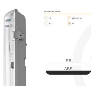 Линейно Тяло ip65 за 2 led Пури 120 см (0709)