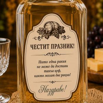 Art gift Етикети за бутилки - Честит празник Ракия