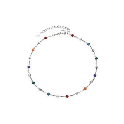 Nubis® Stříbrný náramek na nohu s barevnými korálky NB-6046 – Hledejceny.cz
