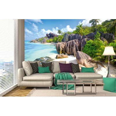 DIMEX ART Самозалепваща се флизелинова фототапета пясъчен плаж, сейшелски острови 375 x 250 см
