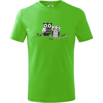 Dve sovy abstraktné tričko detské Apple Green