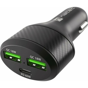  За кола Natec Coney (NUC-1981), от автомобилна запалка към 2x USB-A(ж), 1x USB-C(ж), 20V/3A, черно, PD 3.0, 84W