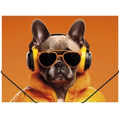 Panta Plast Гумена папка, 15 мм, PP, A4, PANTA PLAST, "Cool dog (0410-0064-60)