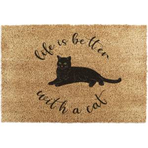Artsy Mats Изтривалка от кокосови влакна 40x60 cm Life Is Better With a Cat - Artsy Doormats (6040-BETTERWITHACAT)